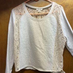 Cream long sleeve shirt with lace